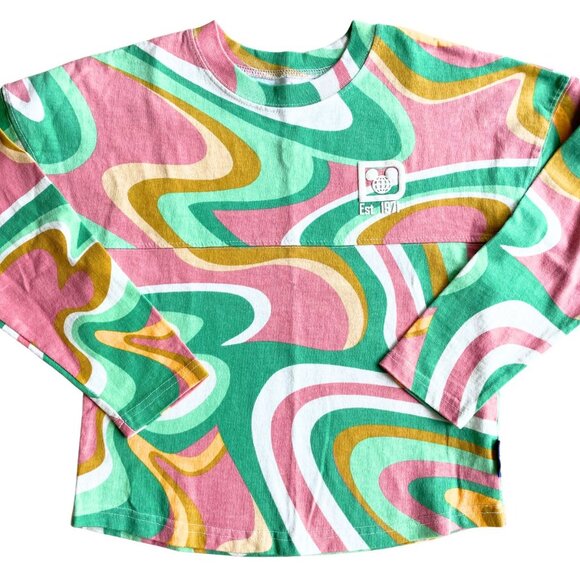 Disney Parks Authentic Walt Disney World Retro Swirl Spirit Jersey - Size 5/6 - Picture 1 of 7